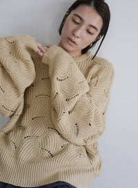 リーフモチーフボリュームニット【SALE】
