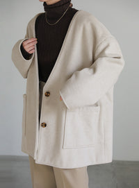 ノーカラーポケットデザインアウター