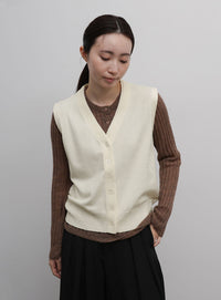 【Et】Knit wrap vest