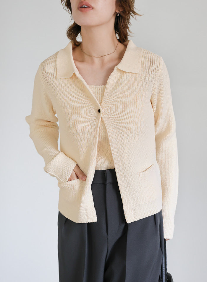 ポロカーディガンニットセット