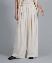 【Et】Twill Gathered Easy Wide Pants