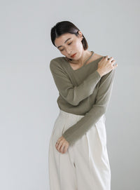 ネックデザインテレコトップス【SALE】
