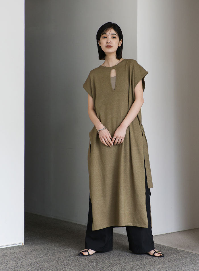 【Et】キーネックニットベストワンピース