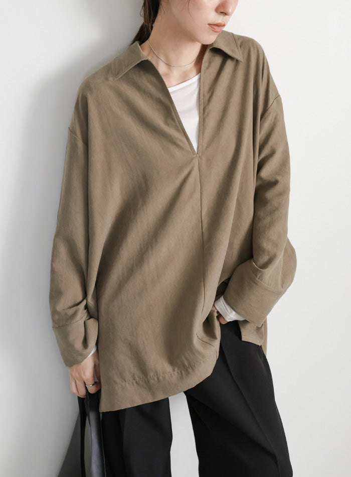 ピーチスキンスキッパーオーバーシャツ