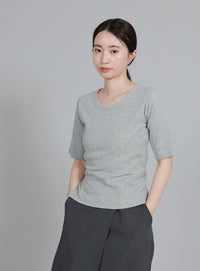 【Et】side-slit ribbed T-shirt