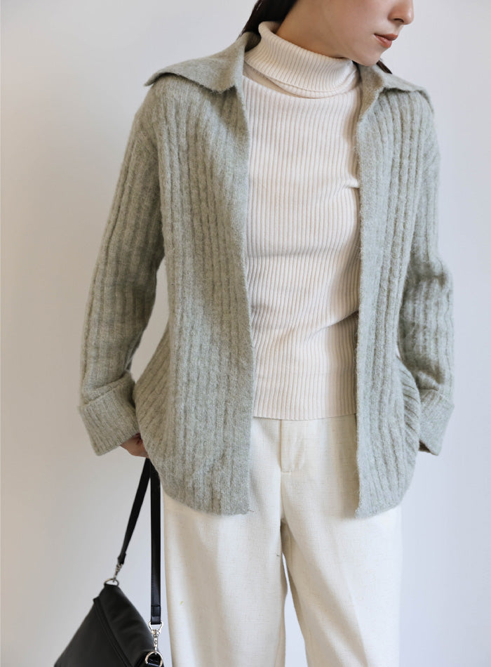 ビッグカラーミックスニットカーディガン – SELECT MOCA