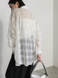 チェックレースオーバーシャツ