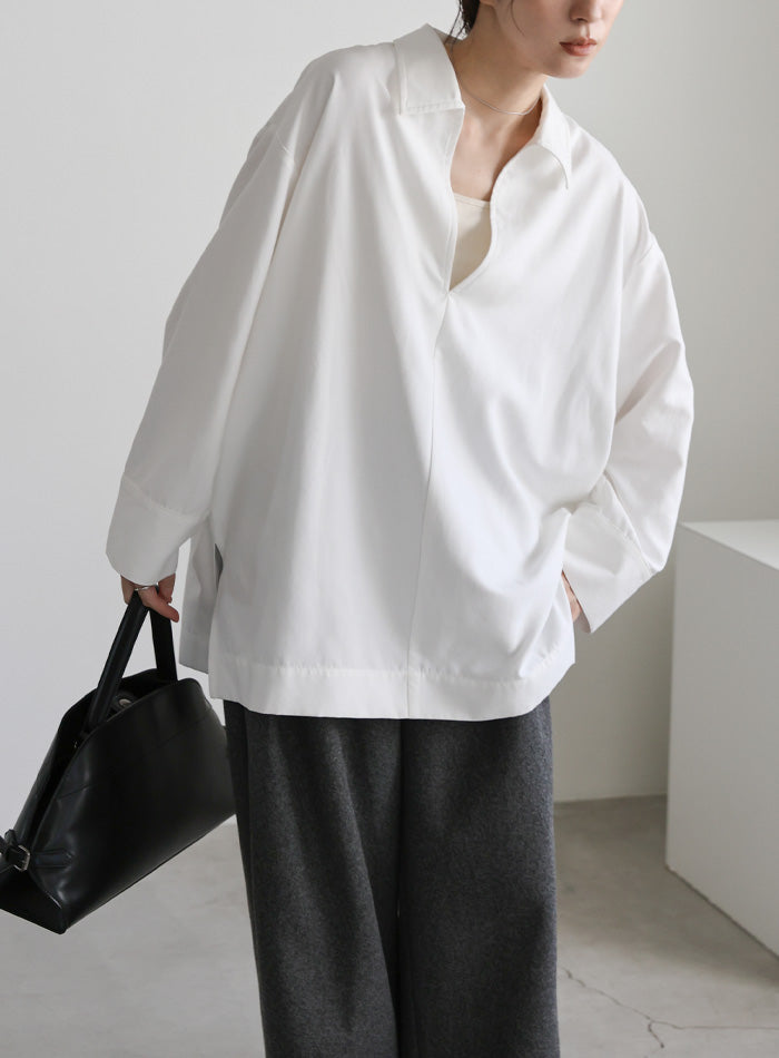 ピーチスキンスキッパーオーバーシャツ