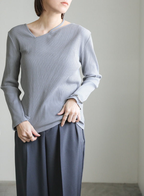 ネックデザインテレコトップス