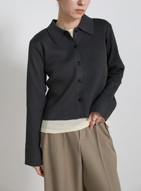 スポンディッシュポロニットカーディガン