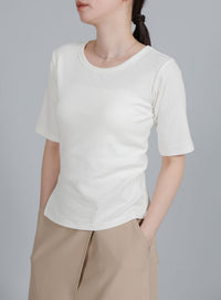 【Et】side-slit ribbed T-shirt