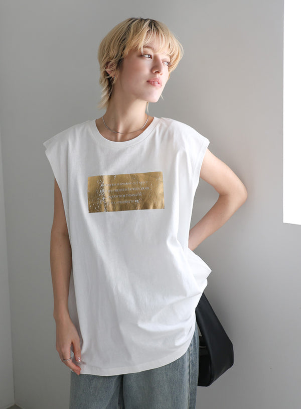 【選べる】箔プリントノースリーブTシャツ