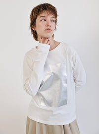 箔プリントロングTシャツ