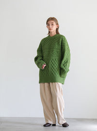 ランダムケーブルオーバーニット【SALE】