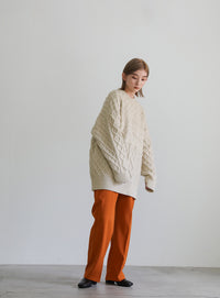 ランダムケーブルオーバーニット【SALE】