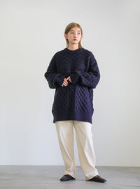 ランダムケーブルオーバーニット【SALE】