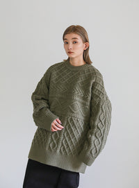 ランダムケーブルオーバーニット【SALE】