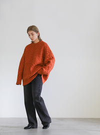 ランダムケーブルオーバーニット【SALE】