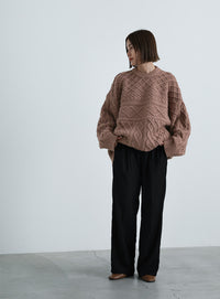ランダムケーブルオーバーニット【SALE】