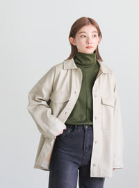 センター切り替えタートルトップス