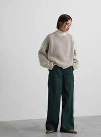 バイカラーリブ編みオーバーニット【SALE】