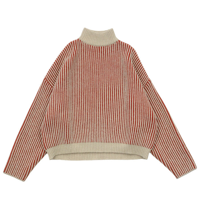 バイカラーリブ編みオーバーニット【SALE】