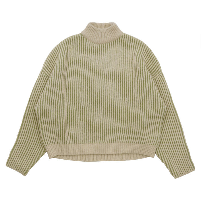 バイカラーリブ編みオーバーニット【SALE】