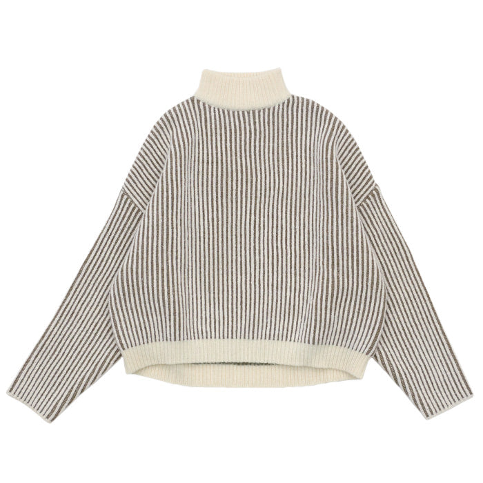 バイカラーリブ編みオーバーニット【SALE】