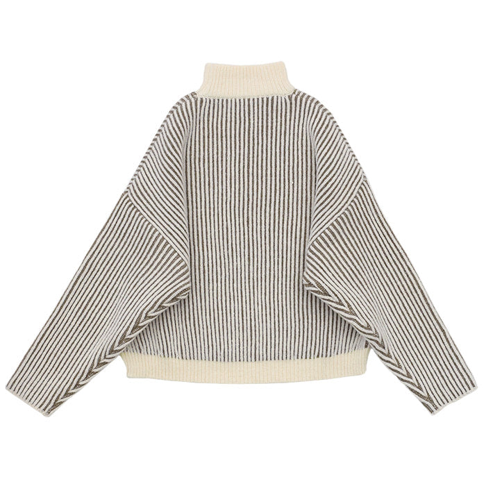 バイカラーリブ編みオーバーニット【SALE】