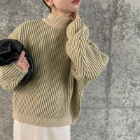 バイカラーリブ編みオーバーニット【SALE】