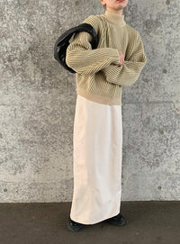 バイカラーリブ編みオーバーニット【SALE】