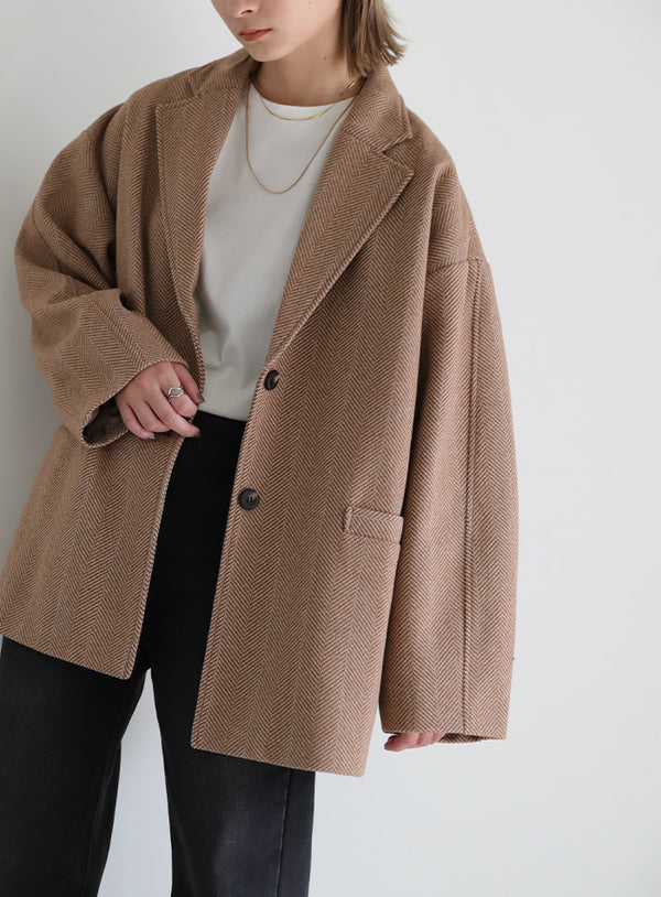 ヘリンボーンカーブスリーブジャケット【SALE】