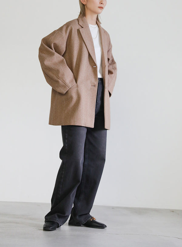 ヘリンボーンカーブスリーブジャケット【SALE】