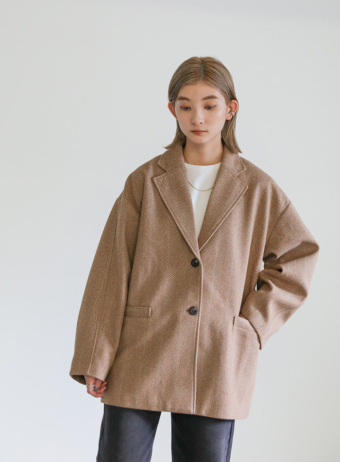 ヘリンボーンカーブスリーブジャケット【SALE】