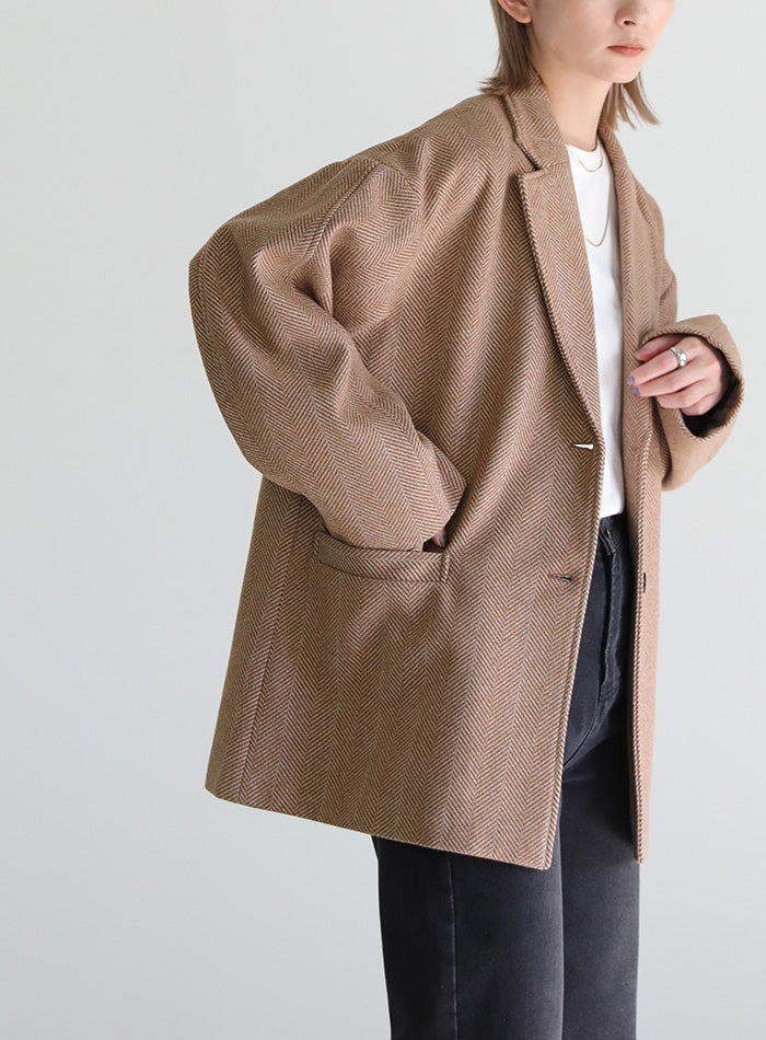 ヘリンボーンカーブスリーブジャケット【SALE】