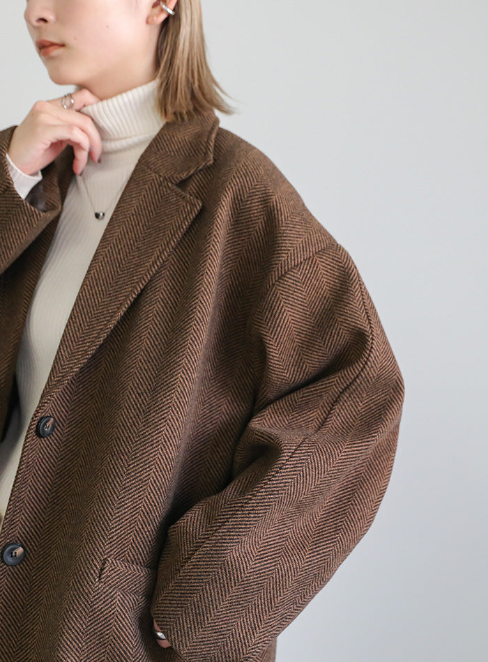 ヘリンボーンカーブスリーブジャケット【SALE】