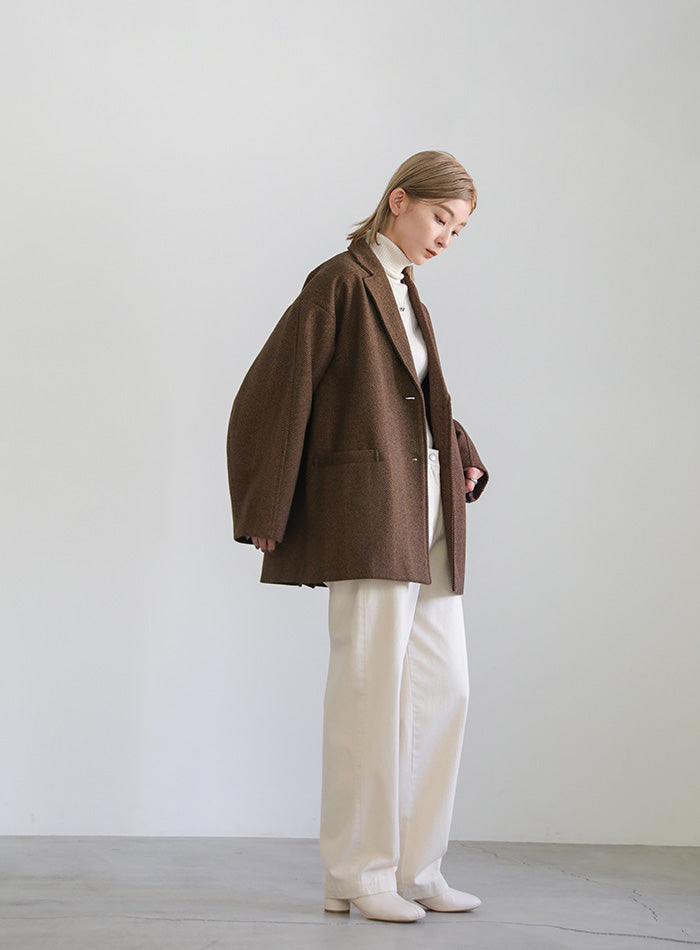 ヘリンボーンカーブスリーブジャケット【SALE】