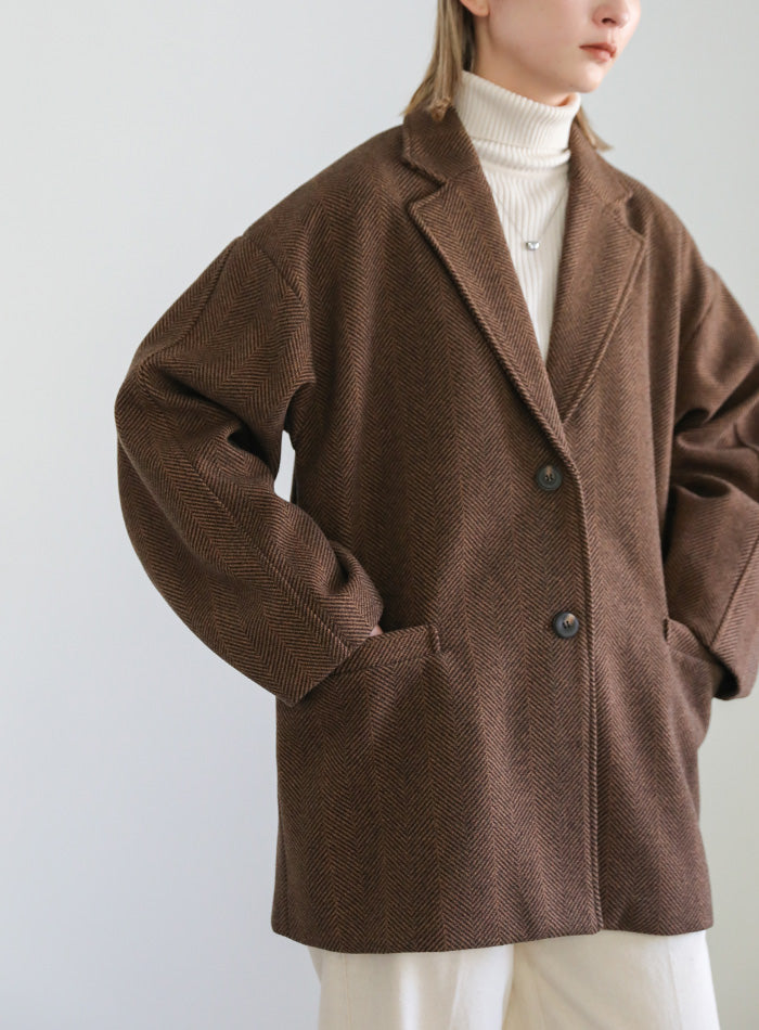 ヘリンボーンカーブスリーブジャケット【SALE】
