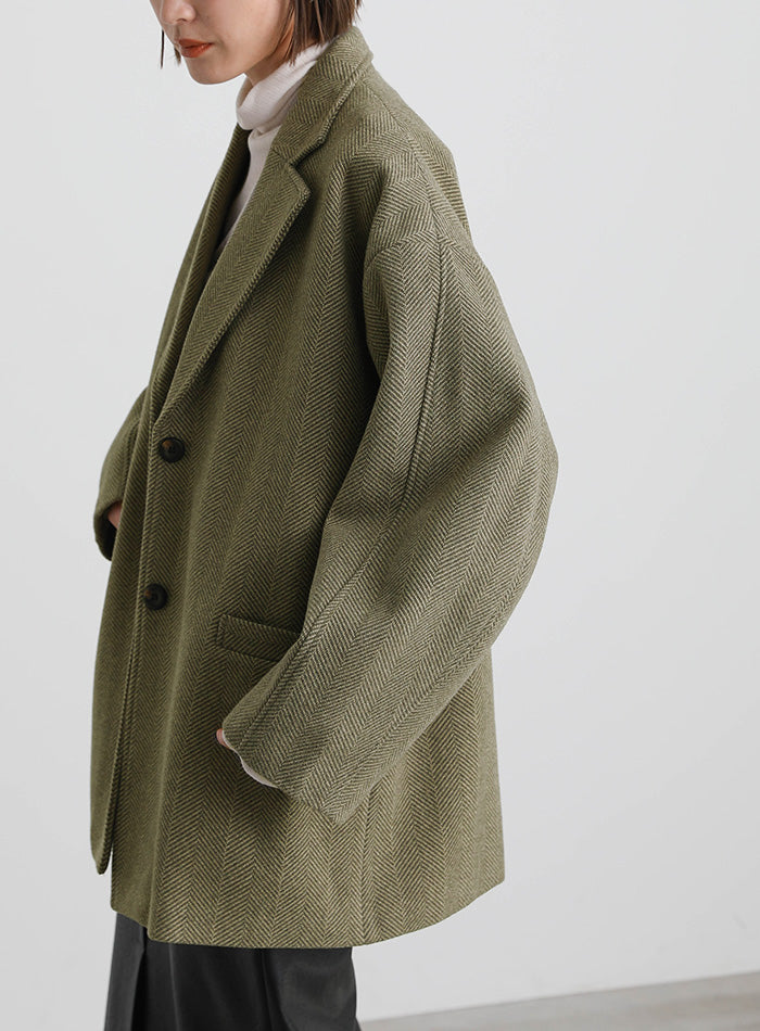 ヘリンボーンカーブスリーブジャケット【SALE】