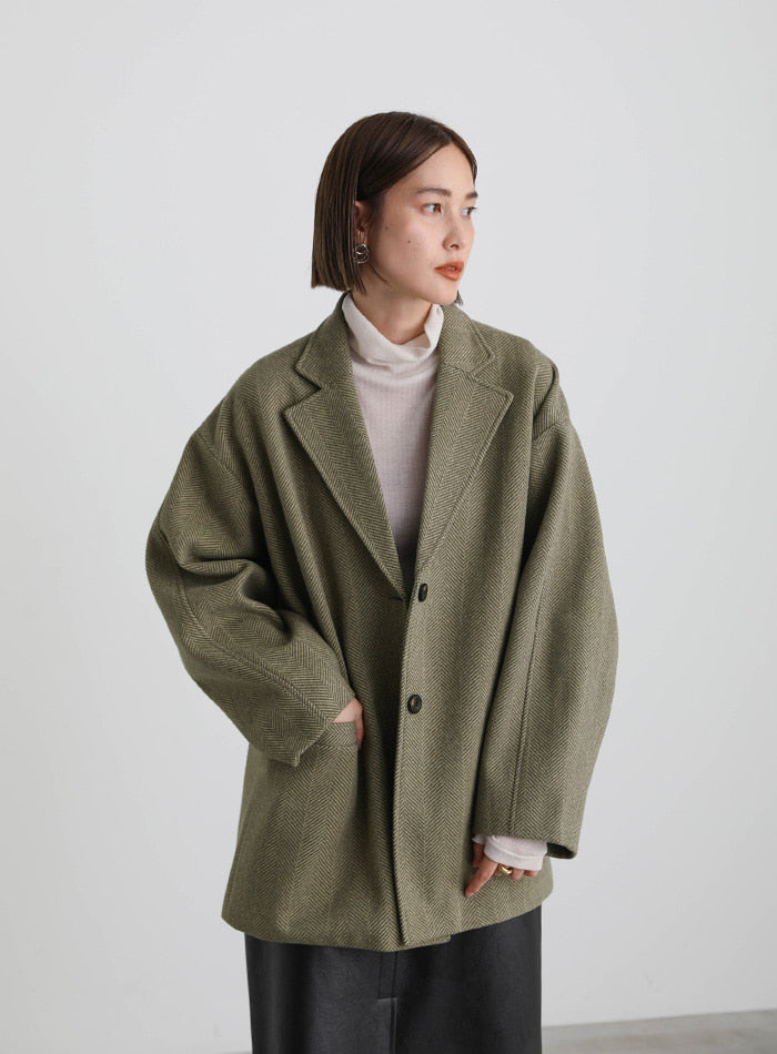 ヘリンボーンカーブスリーブジャケット【SALE】