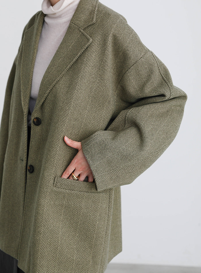 ヘリンボーンカーブスリーブジャケット【SALE】