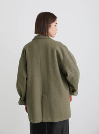 ヘリンボーンカーブスリーブジャケット【SALE】
