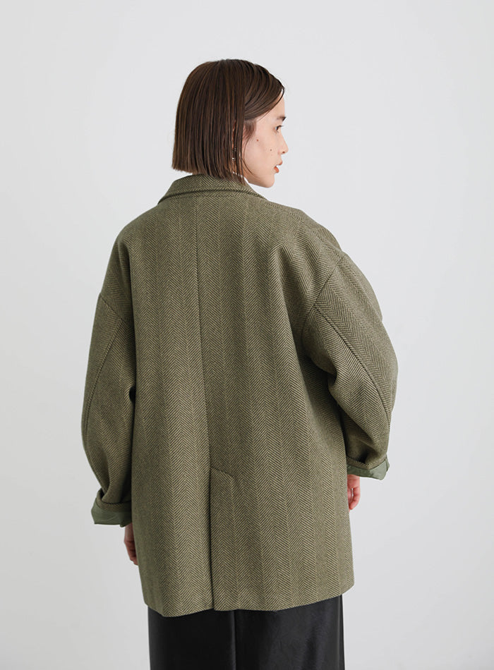 ヘリンボーンカーブスリーブジャケット【SALE】
