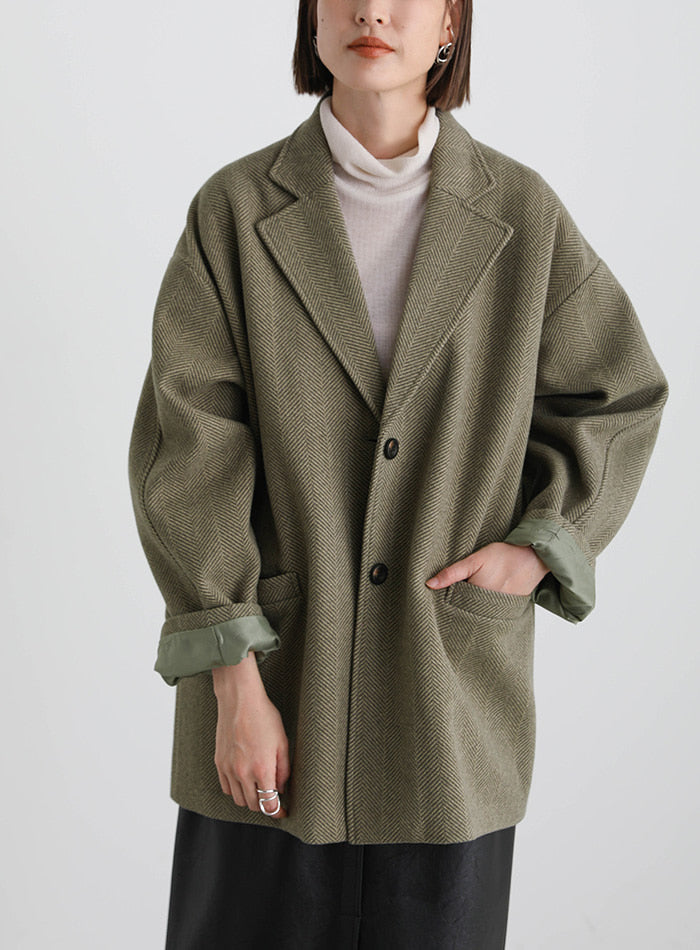 ヘリンボーンカーブスリーブジャケット【SALE】