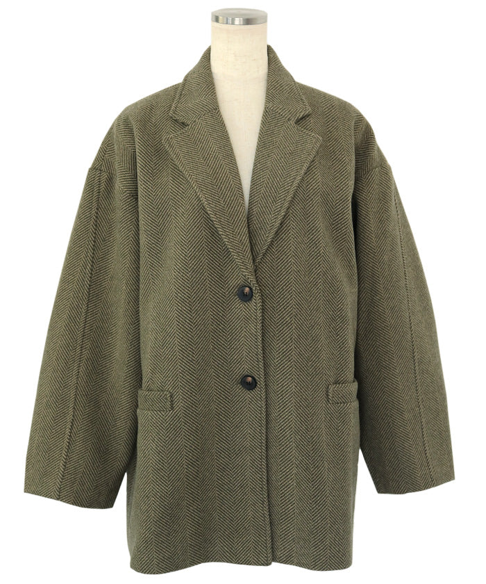 ヘリンボーンカーブスリーブジャケット【SALE】