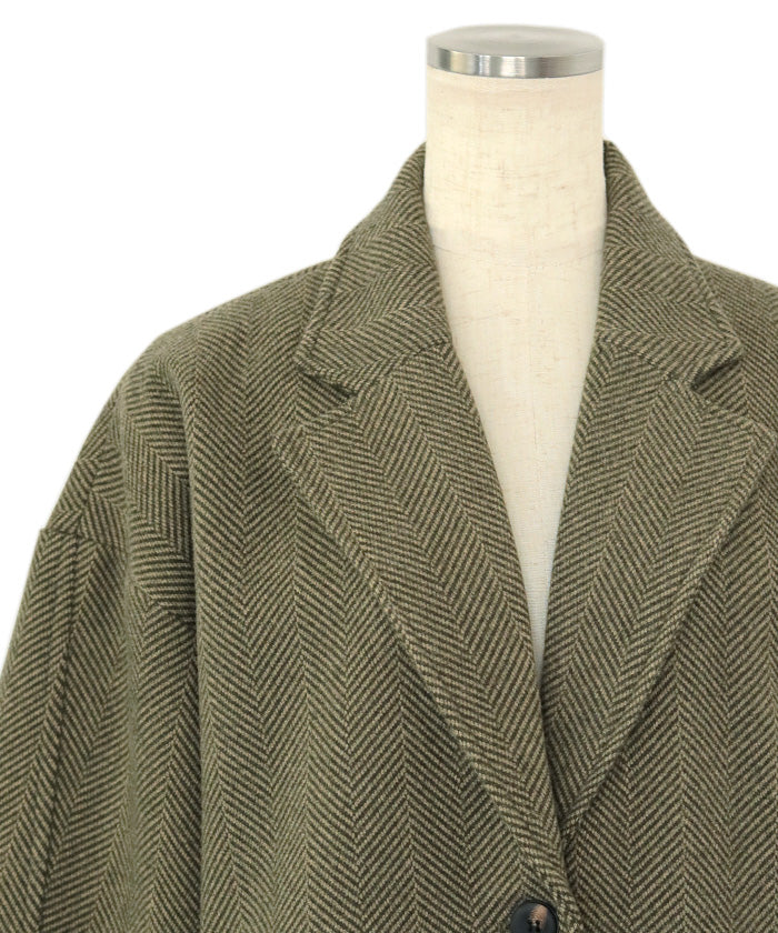 ヘリンボーンカーブスリーブジャケット【SALE】
