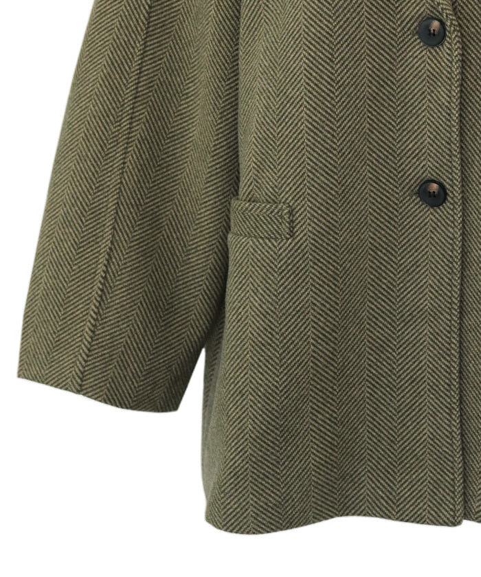 ヘリンボーンカーブスリーブジャケット【SALE】