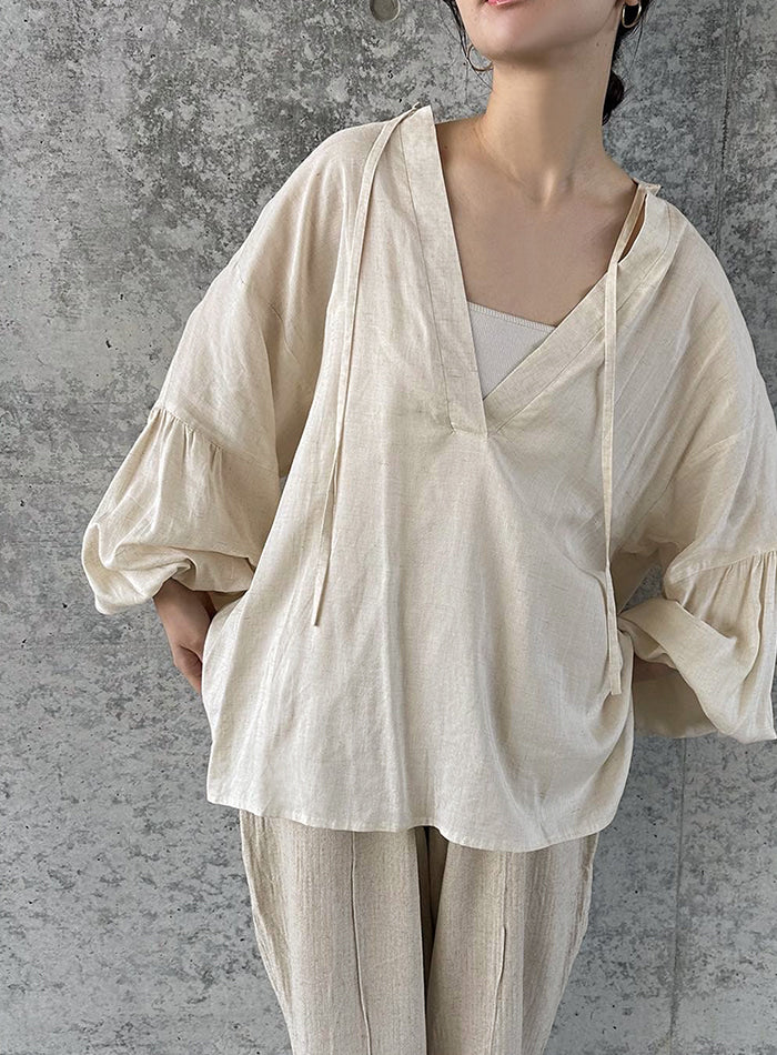 ボリュームスリーブリネンスキッパーシャツ【by SON】【SALE