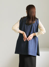 Vネックデニムベスト【SALE】