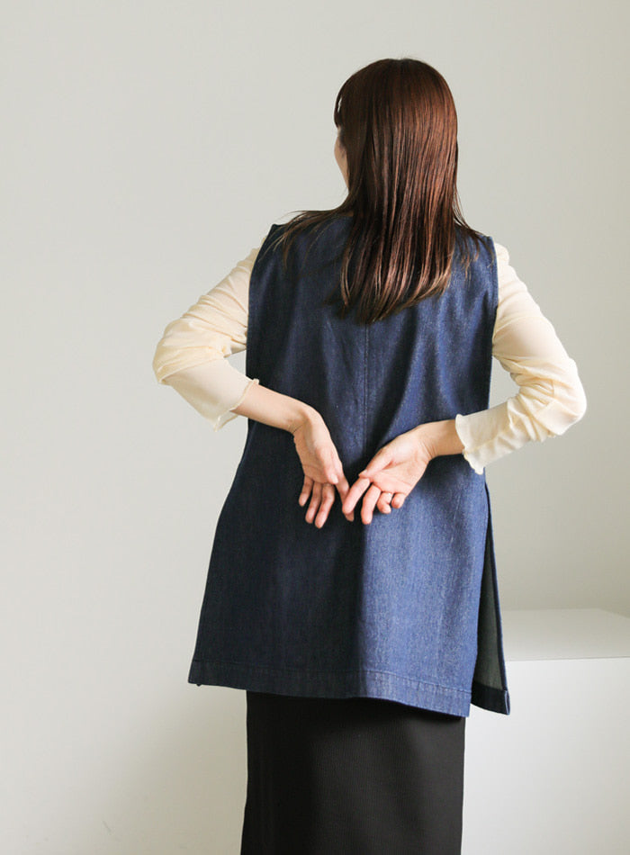 Vネックデニムベスト【SALE】